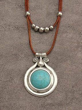 NEW Leather Necklace Long Boho Layered Necklace Silver Choker Necklace Bohemian